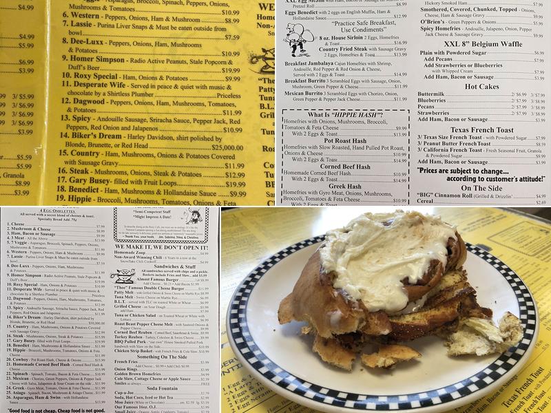 Roxy Cafe Menu
