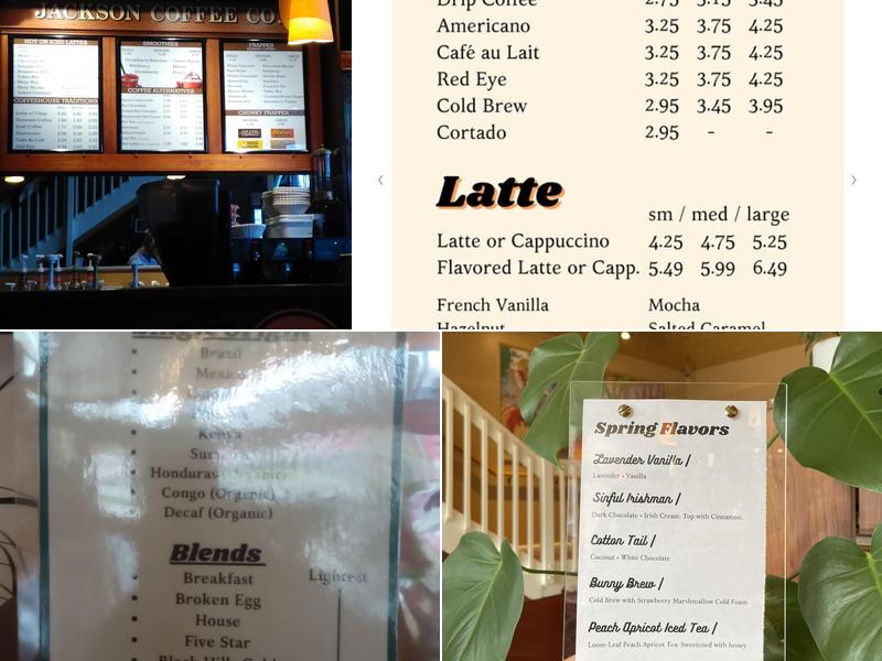 Jackson Coffee Co. Menu