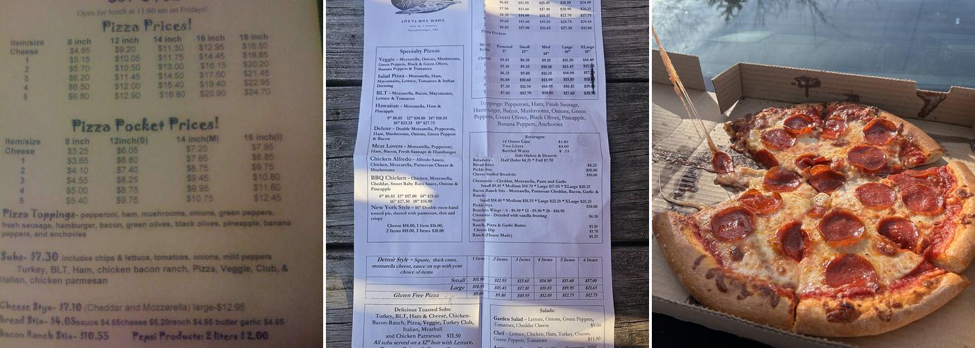 Rob's Pizza Menu