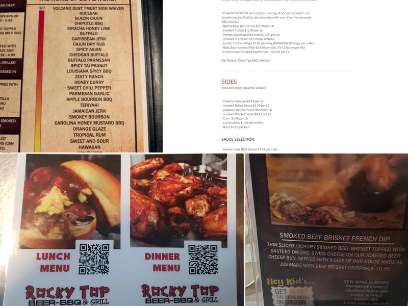 Rocky Top Beer BBQ Menu