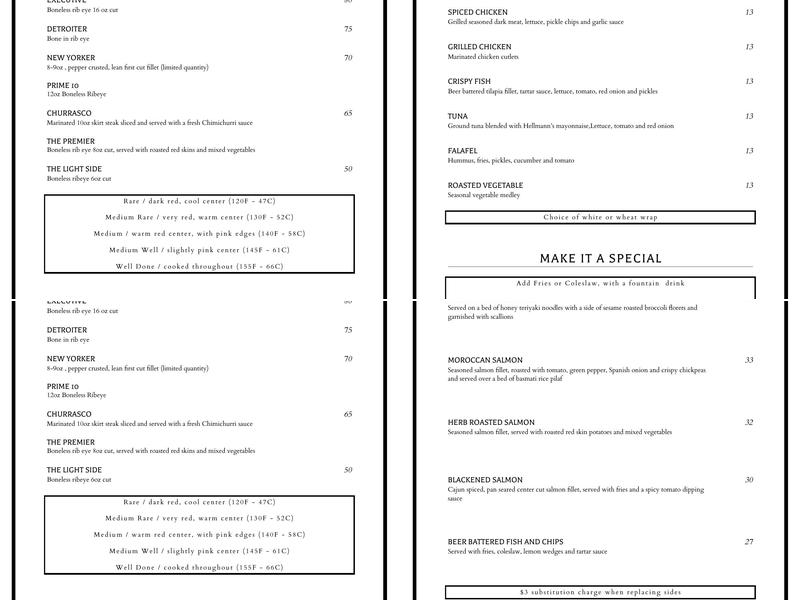 Prime 10 Menu