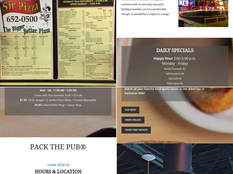 Sir Pizza - RJs Pub Menu
