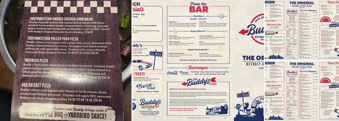 Buddy's Pizza Menu