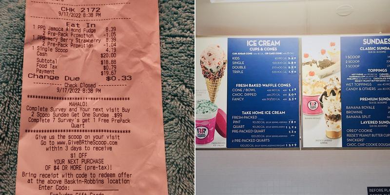 Baskin-Robbins Menu