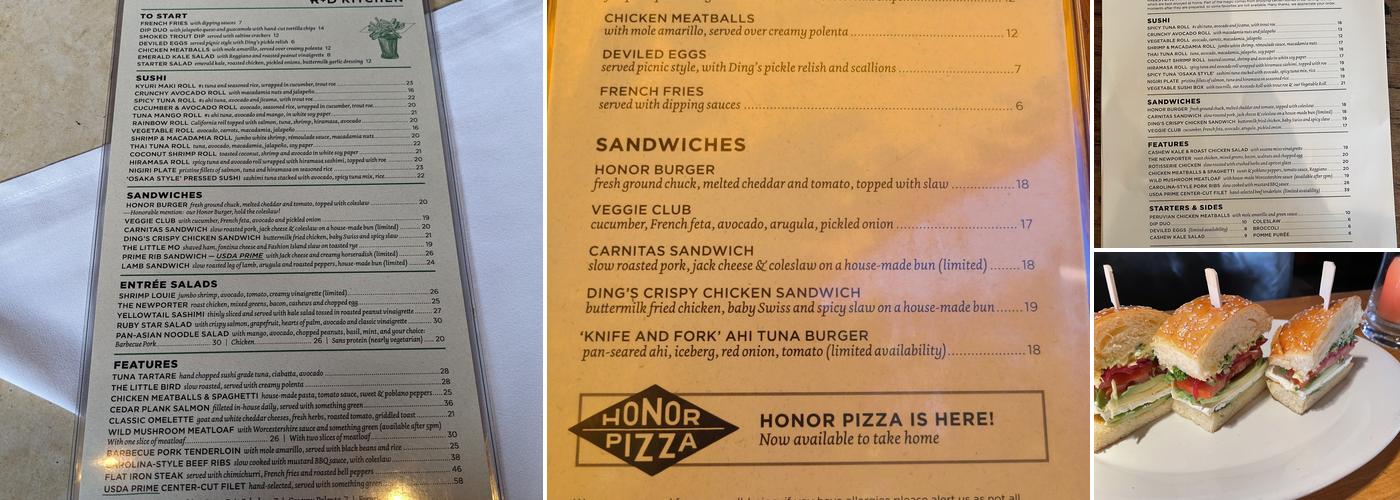 R+D Kitchen Menu