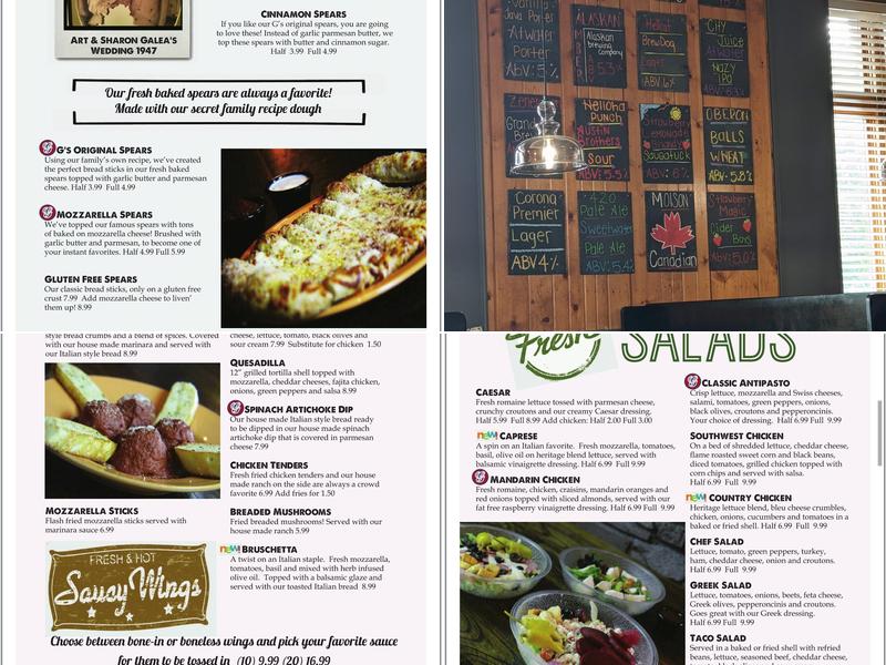G’s Pizzeria Bar & Grill Menu