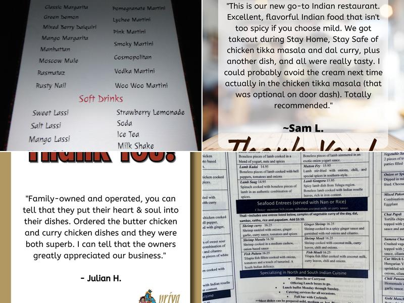 Priya Restaurant Menu