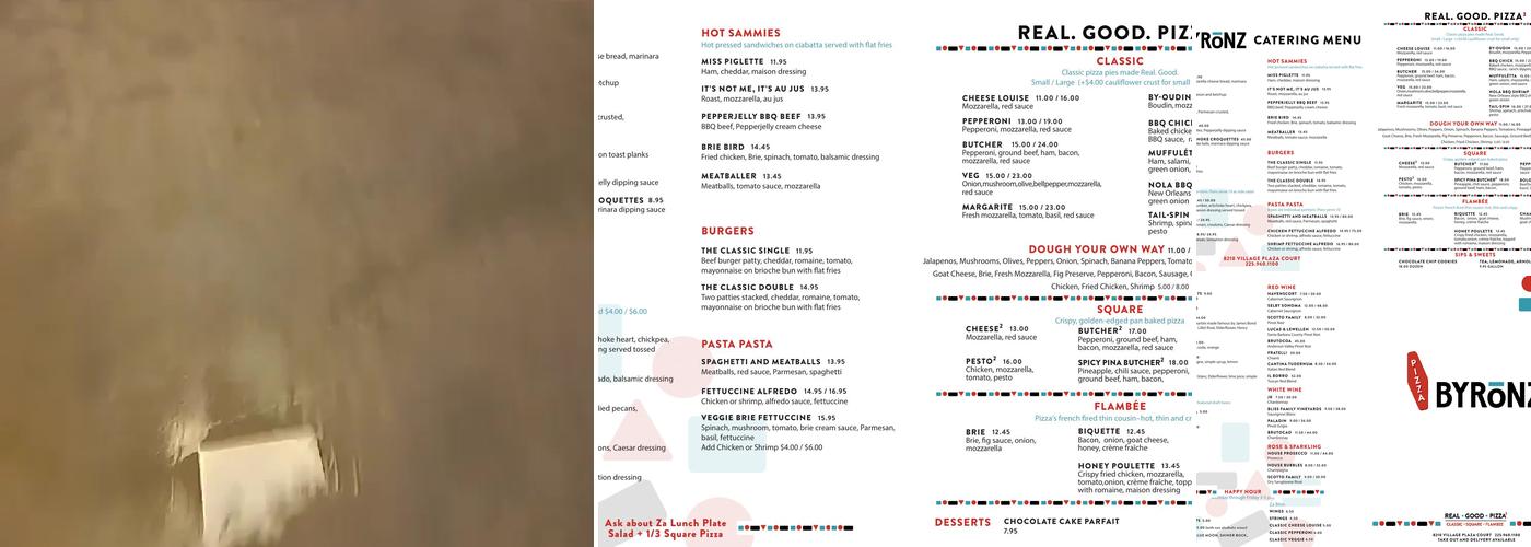 Pizza Byronz Menu
