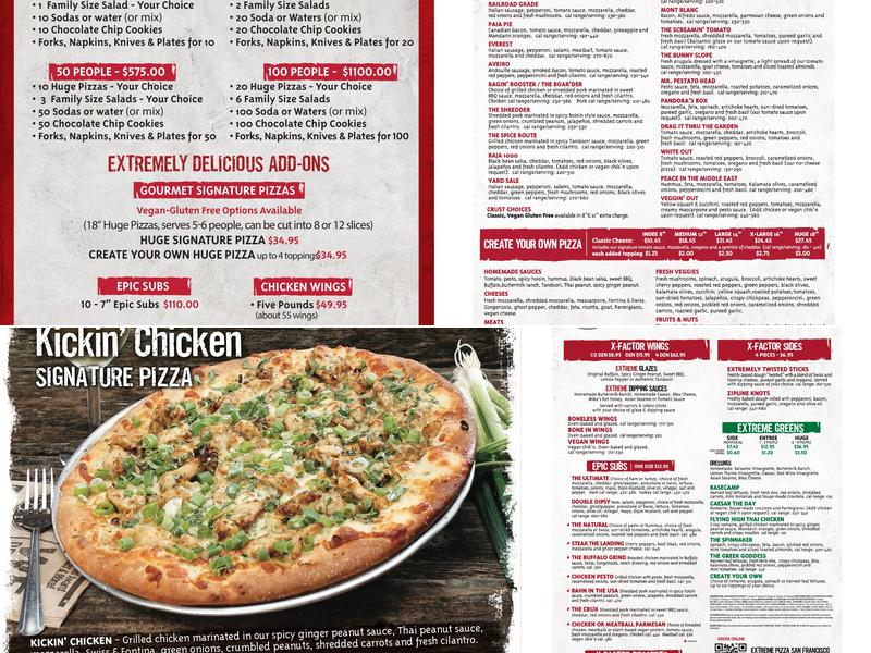 Extreme Pizza Menu