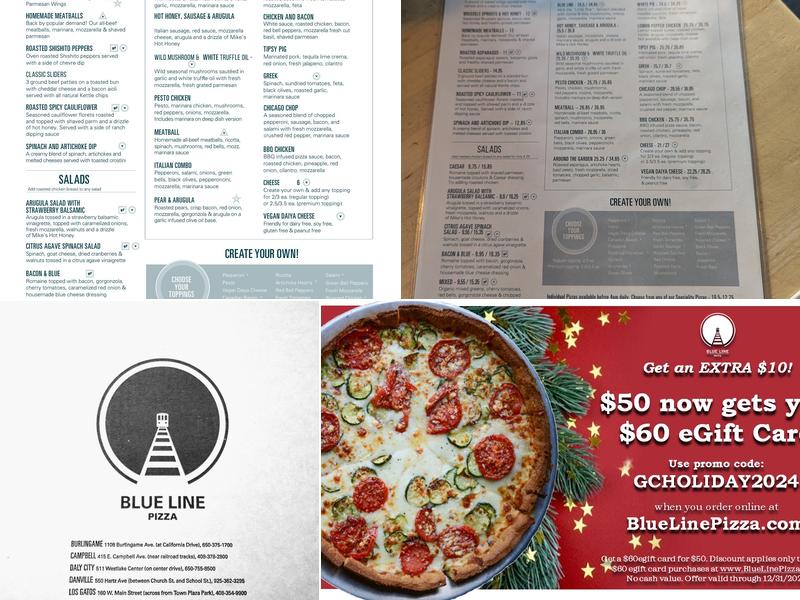 Blue Line Pizza Menu