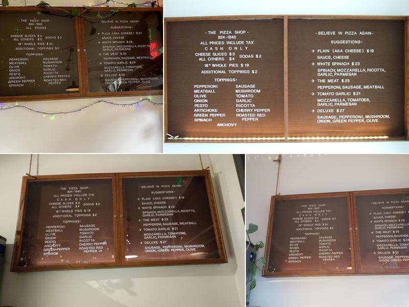 The Pizza Shop Menu