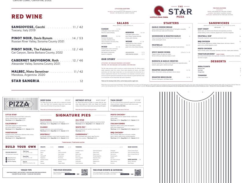 Little Star Pizza Menu