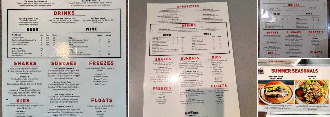 Maverick Jack's San Mateo Menu