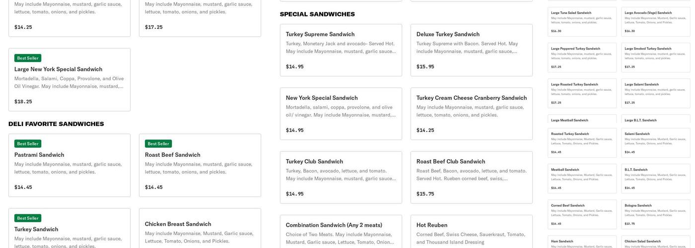 Roma Deli Menu