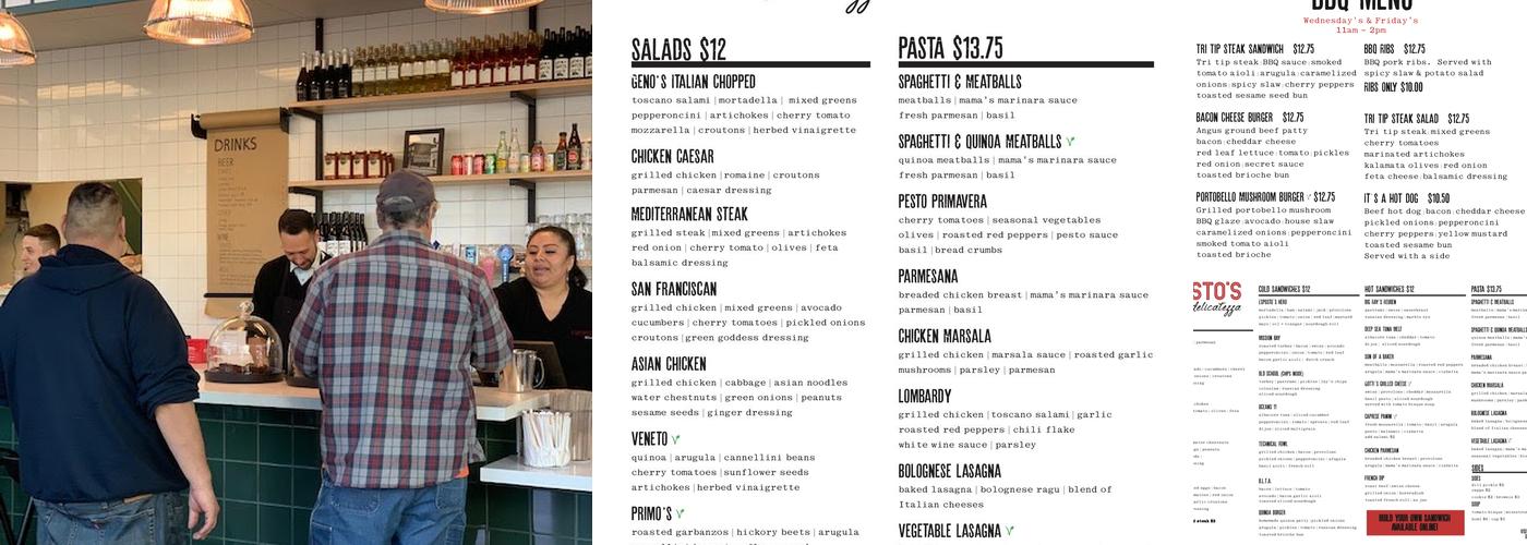 Esposto's Delicatezza Menu