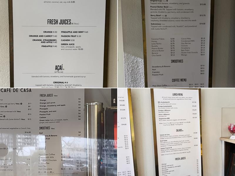 Cafe De Casa Menu