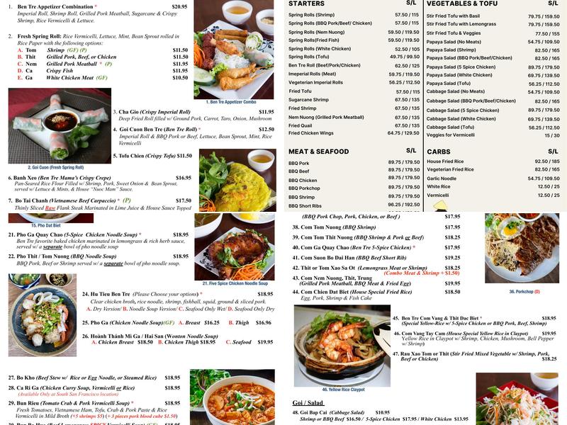 Ben Tre Restaurant Menu