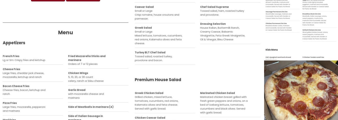 Three Brothers Italian Restaurant Baltimore Menu