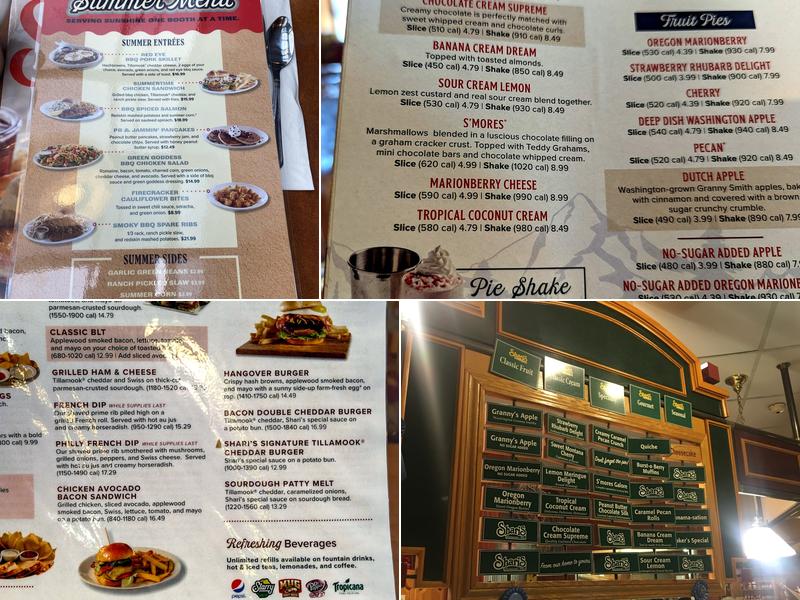 Shari's Cafe and Pies Menu