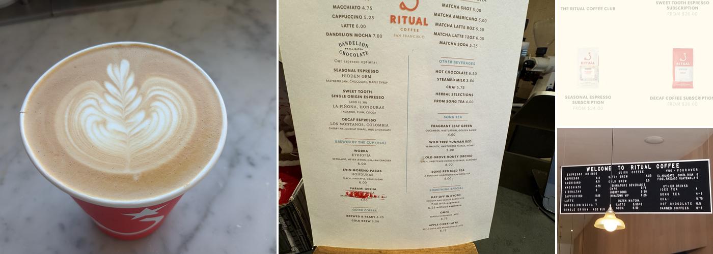 Ritual Coffee Roasters Menu
