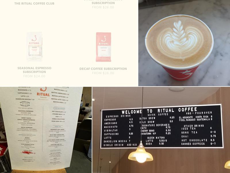 Ritual Coffee Roasters Menu