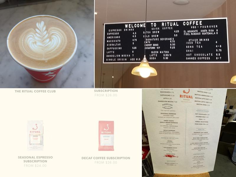 Ritual Coffee Roasters Menu