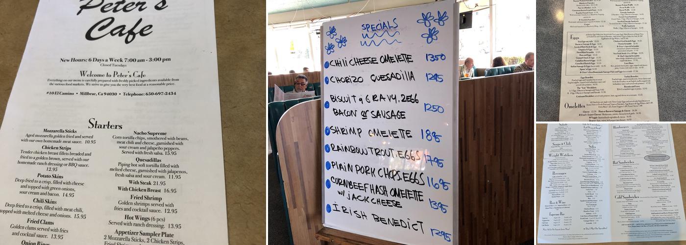 Peter's Cafe Menu