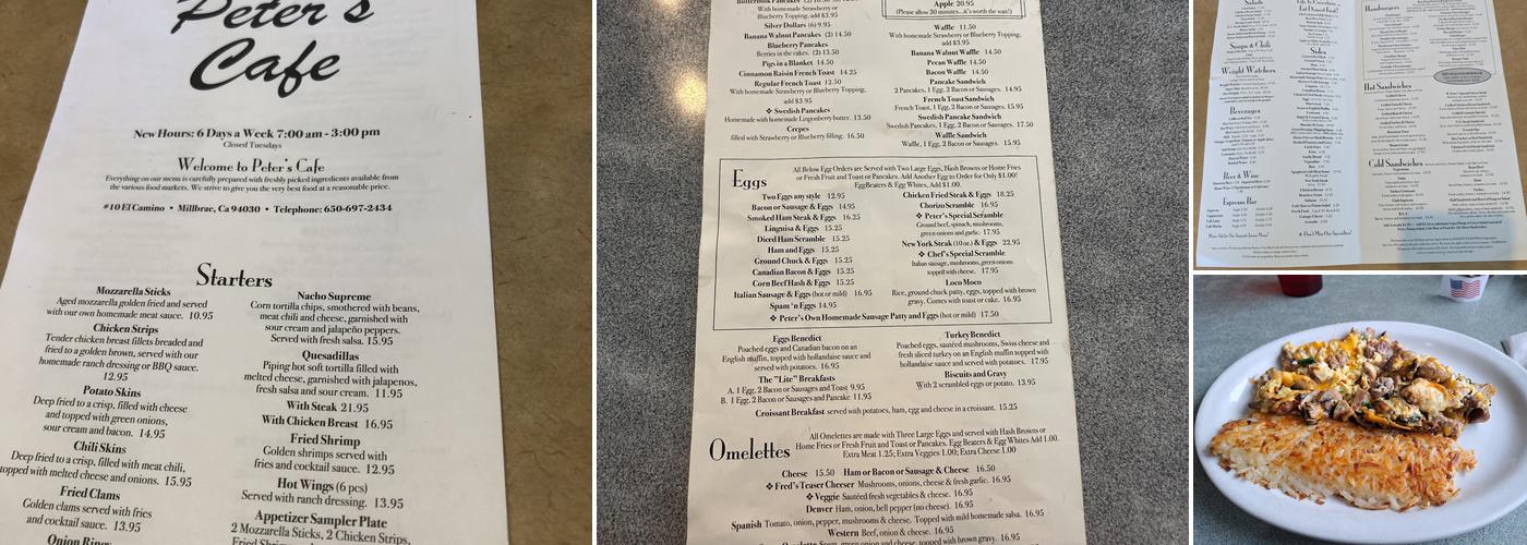 Peter's Cafe Menu
