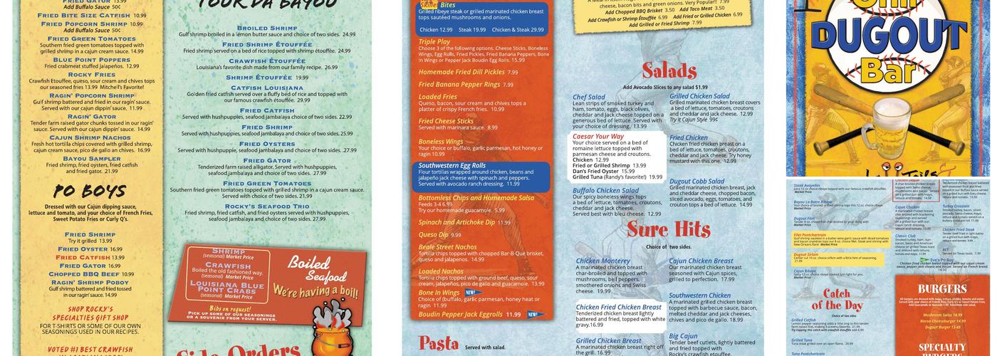 Rocky's Tails & Shells Menu