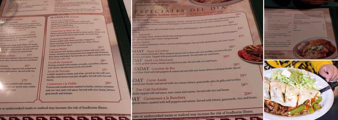 Celia's Menu