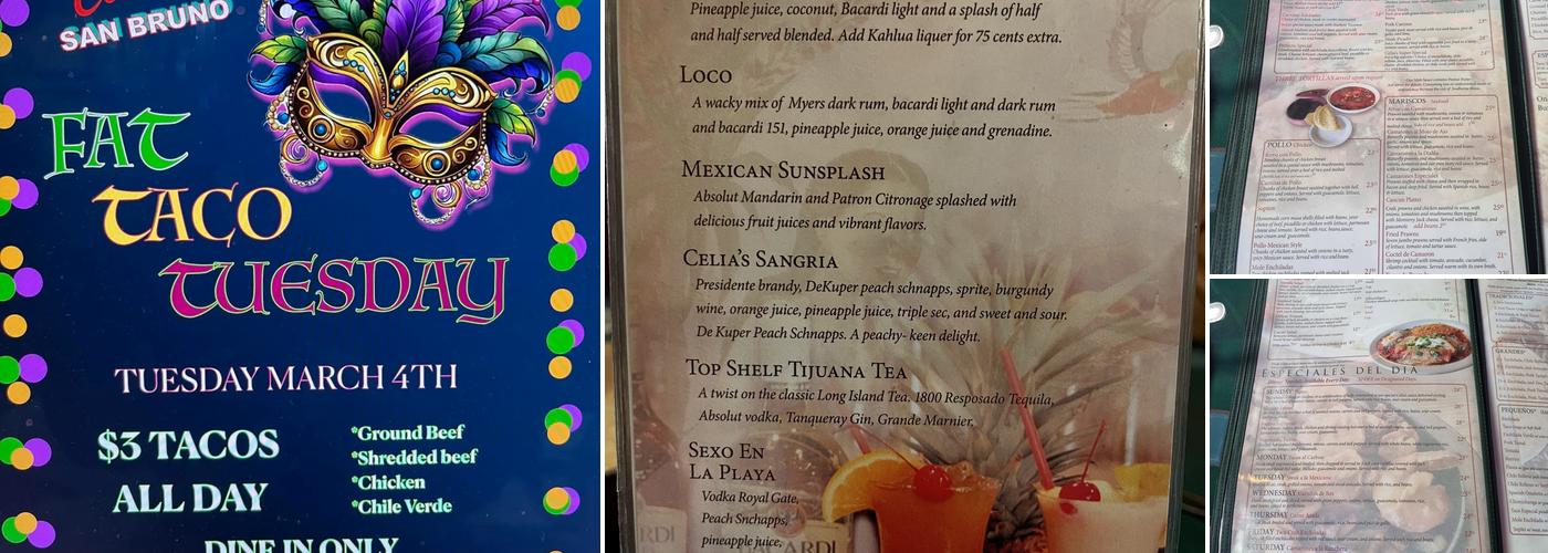 Celia's Méxican Restaurant Menu