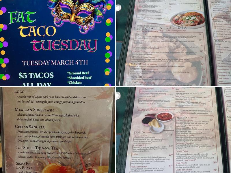 Celia's Méxican Restaurant Menu