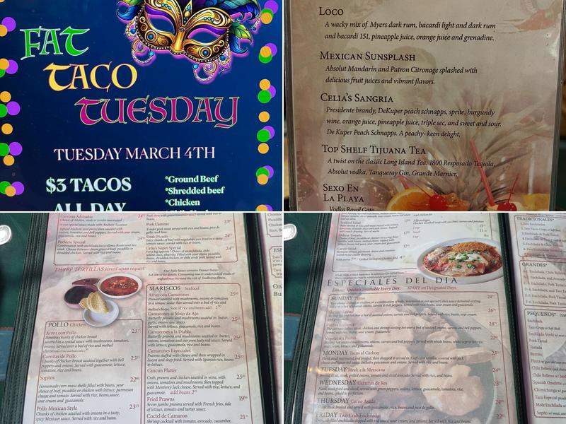 Celia's Méxican Restaurant Menu