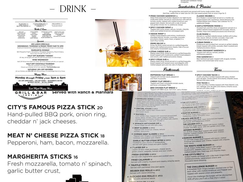 The City Grill & Bar Menu