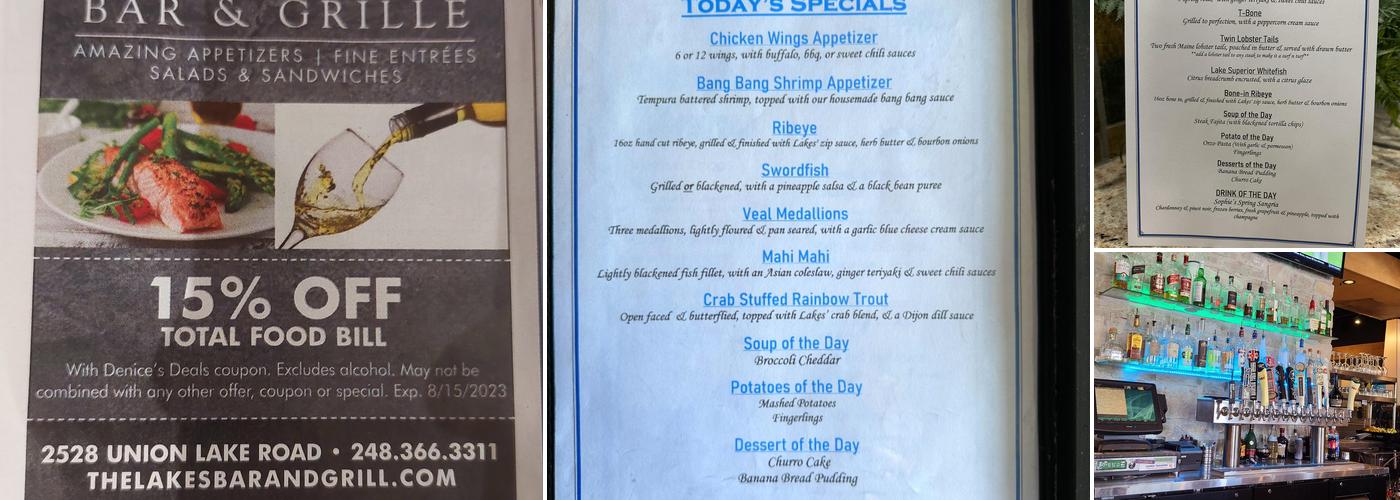 The Lakes Bar & Grille Menu