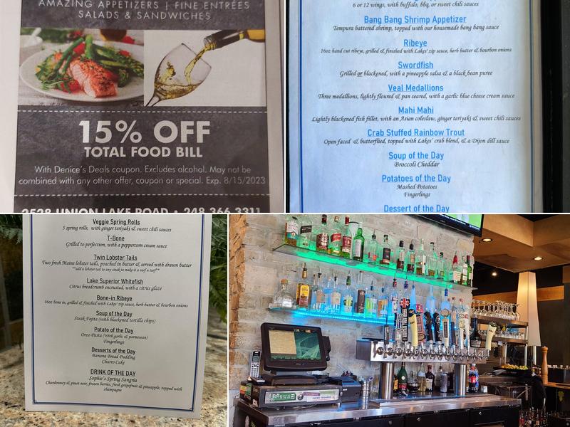 The Lakes Bar & Grille Menu