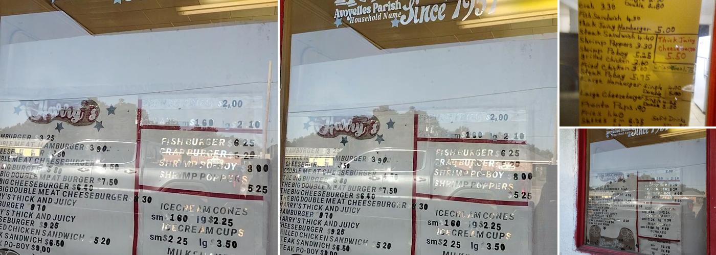Harry's Menu