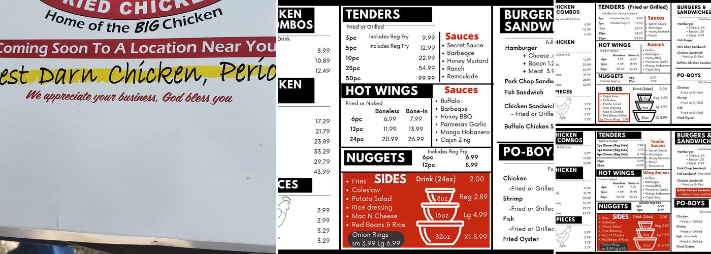 Sonny's Fried Chicken Menu