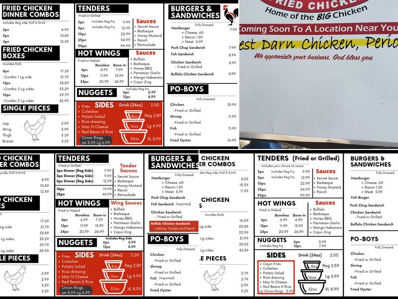 Sonny's Fried Chicken Menu