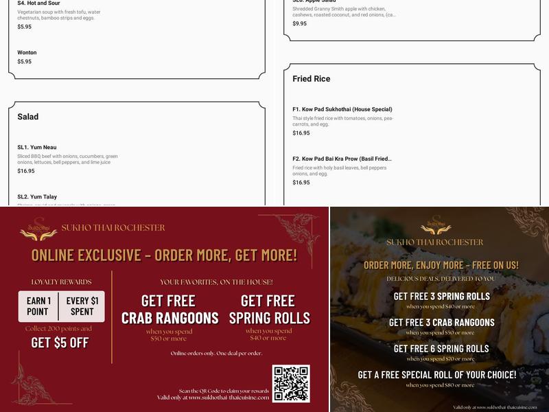 Sukho Thai Cuisine Menu