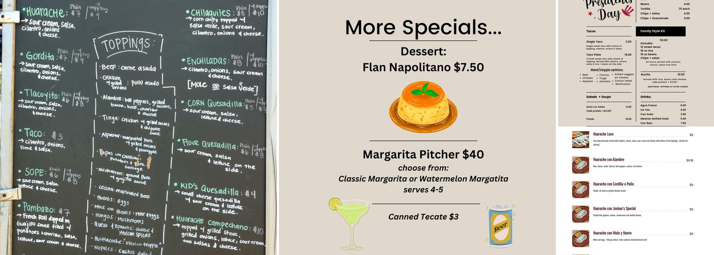 EL Huarache Loco Menu