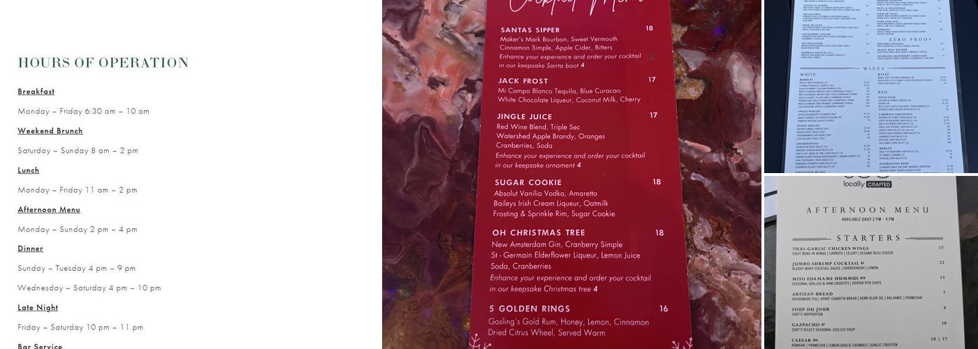 PARK 600 Locally Crafted Menu