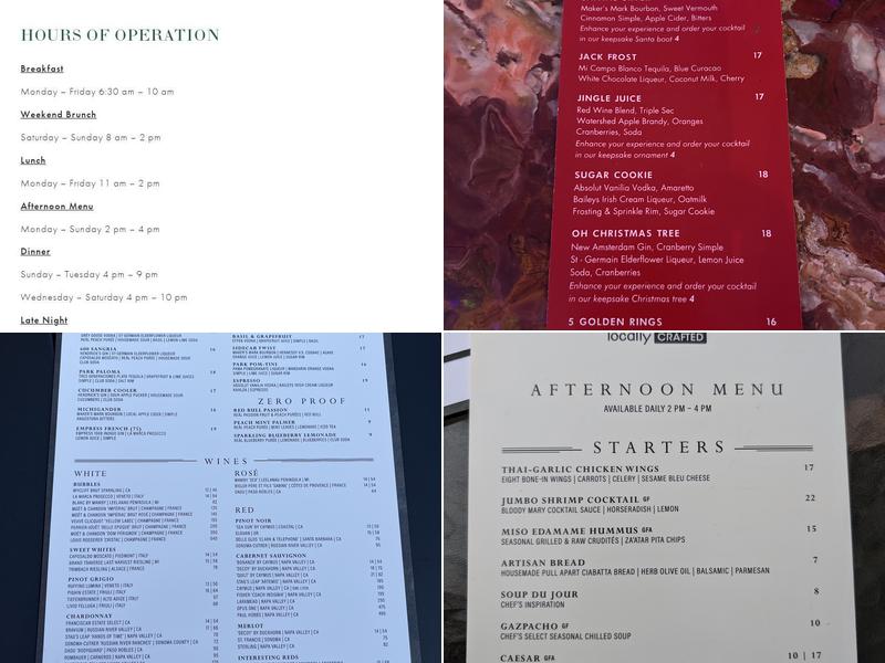 PARK 600 Locally Crafted Menu