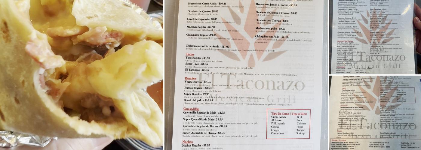 El Taconazo Menu