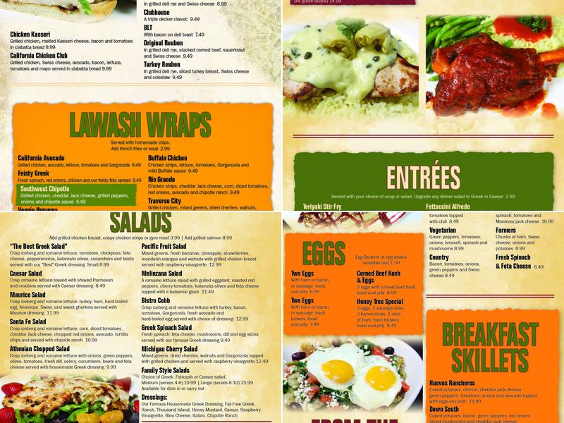 Honey Tree Grille Menu