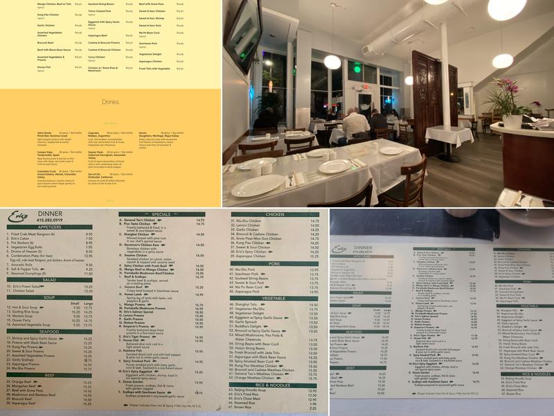 Eric's Restaurant Menu
