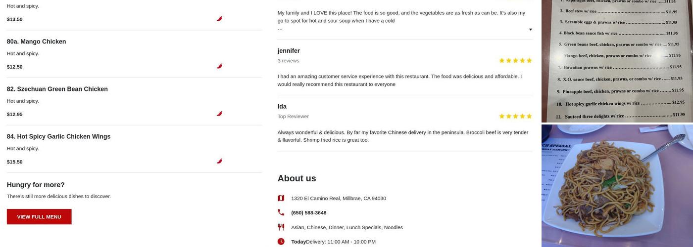 Chef Wang's Restaurant Menu