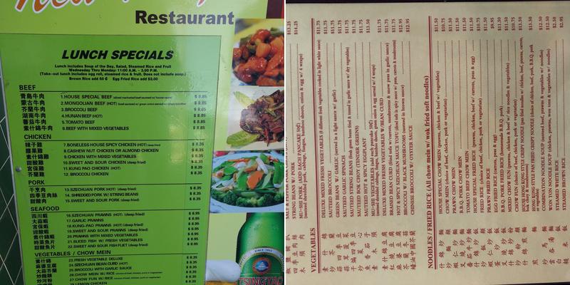 New Tsing Tao Restaurant Menu