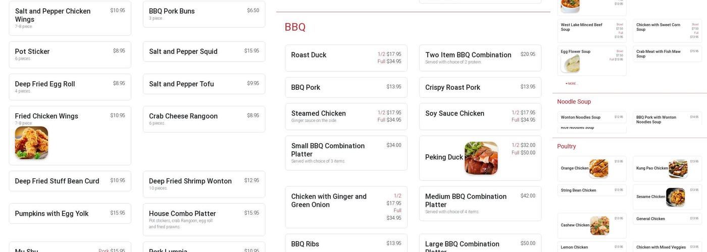 Cheung Hing Restaurant Menu