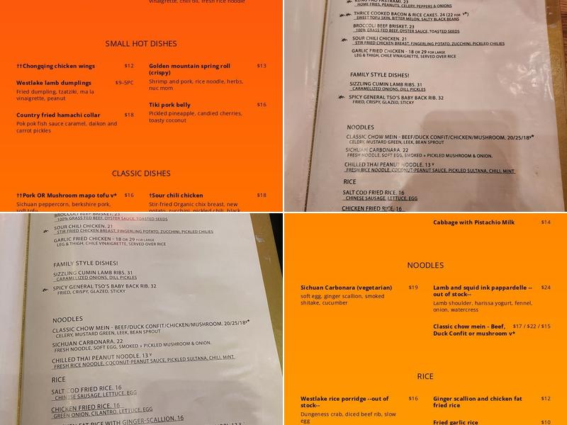 Mission Chinese Food Menu